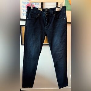 NEUW Iggy Skinny Jeans Denim Tapered Cotton Stretch Button Fly Dark Wash 36"-32"